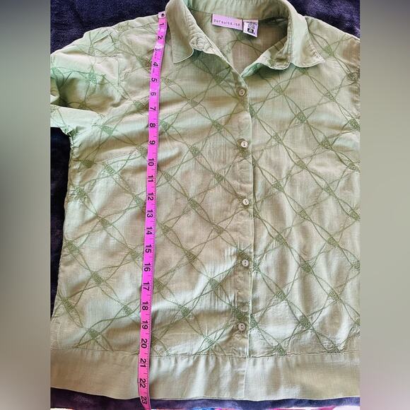Pursuits, Ltd. size‎ Small Women’s Green 3/4 Sleeve Button Up Shirt - Picture 6 of 6